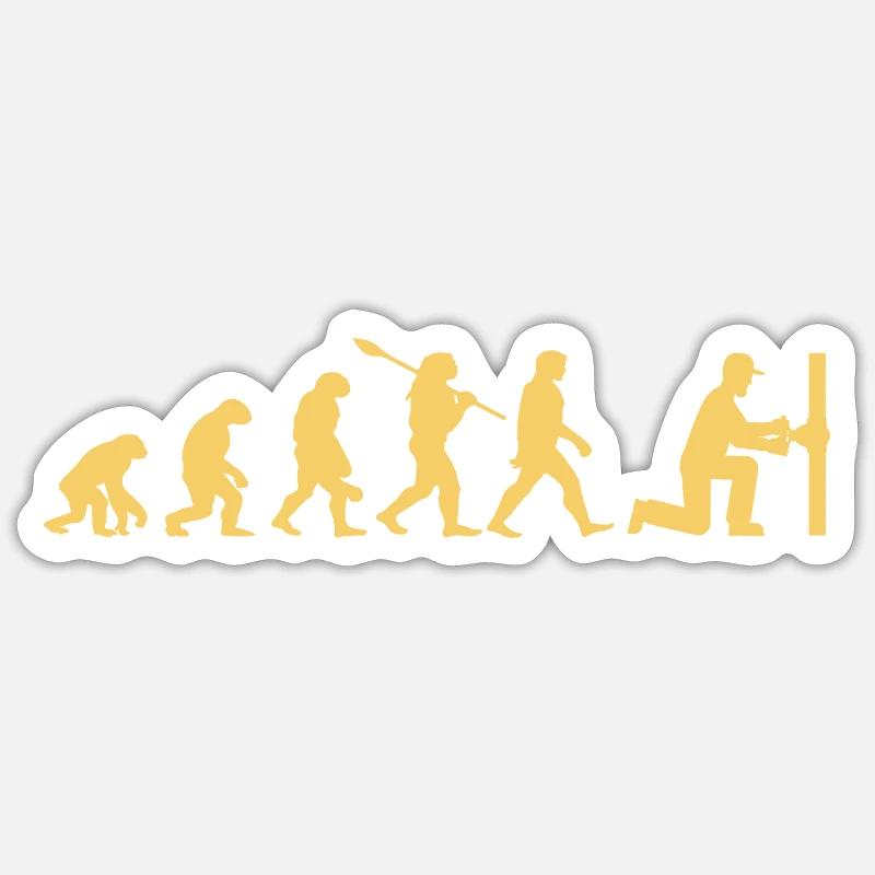 Evolution plombier - Sticker taille S (10 x 10 cm) - blanc mat