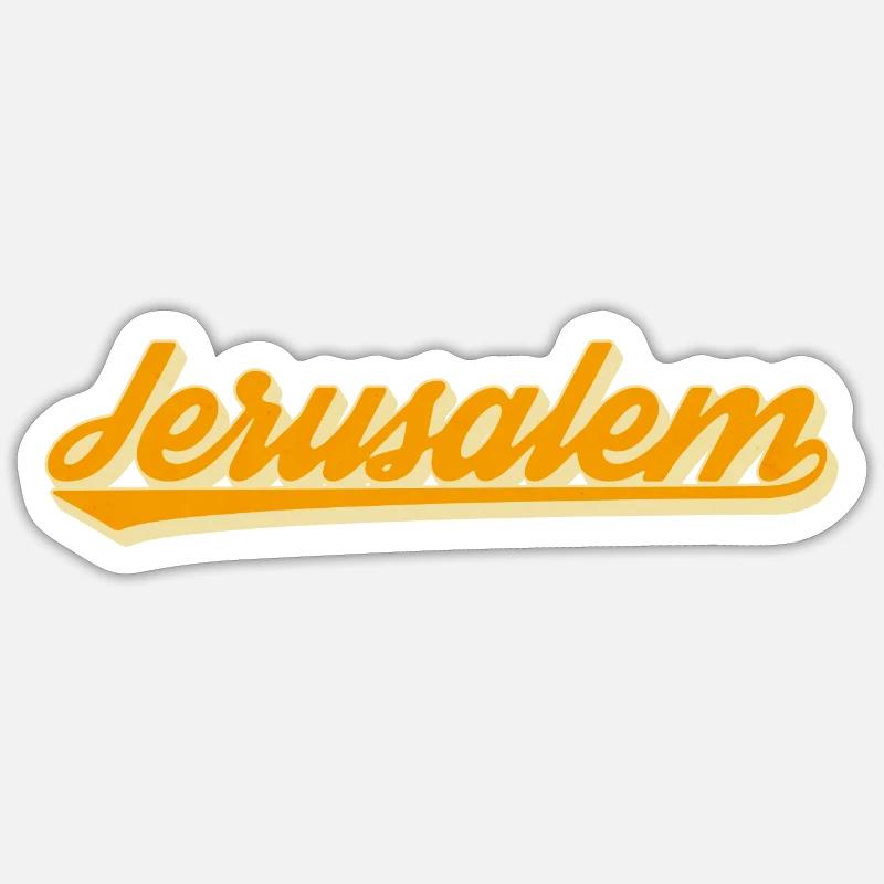 Jerusalem Retro Script - Sticker size S (10 x 10 cm) - white matte