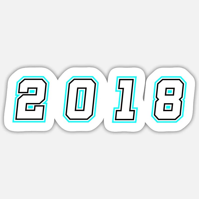 Numéro de l’année 2018 - Sticker taille S (10 x 10 cm) - blanc mat