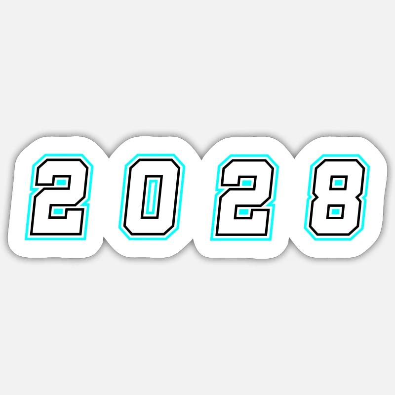 Numéro de l’année 2028 - Sticker taille S (10 x 10 cm) - blanc mat