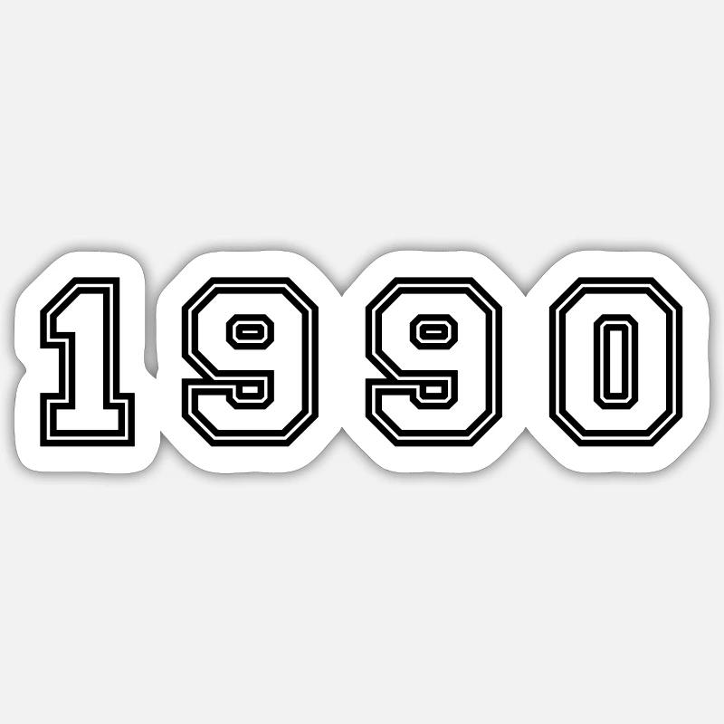 1990 Year Number - Sticker size S (10 x 10 cm) - white matte