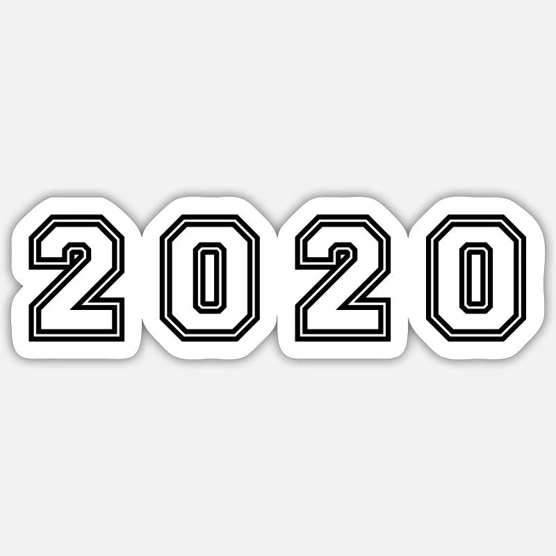 Numéro de l’année 2020 - Sticker taille S (10 x 10 cm) - blanc mat