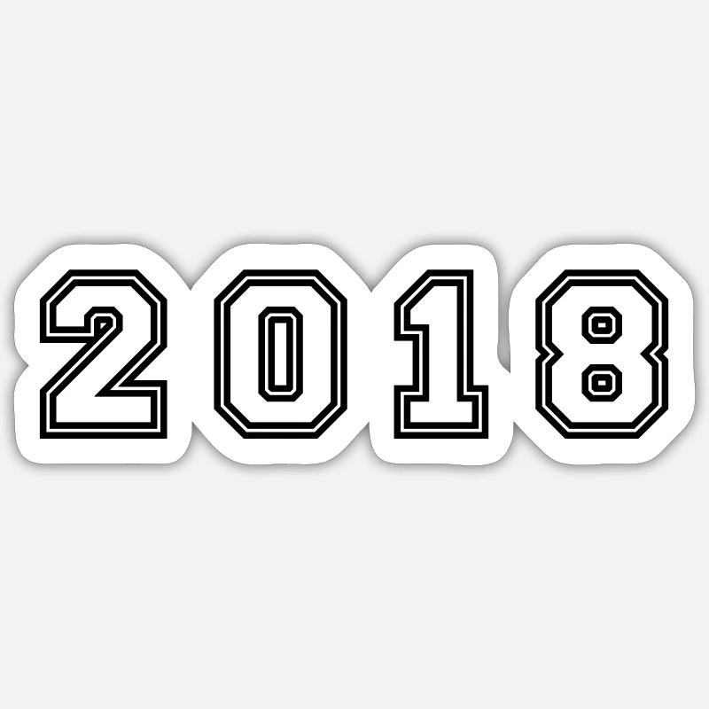 Numéro de l’année 2018 - Sticker taille S (10 x 10 cm) - blanc mat
