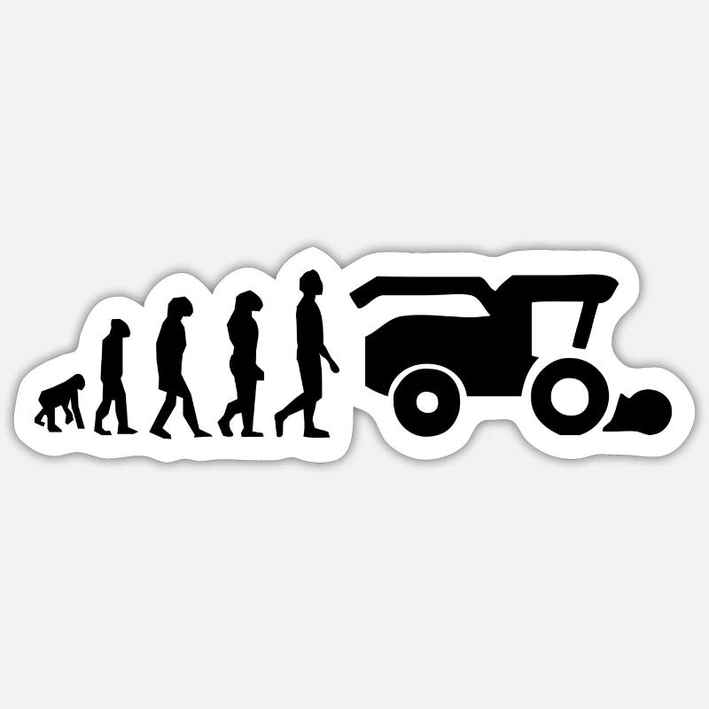 Moissonneuse évolution - Sticker taille S (10 x 10 cm) - blanc mat