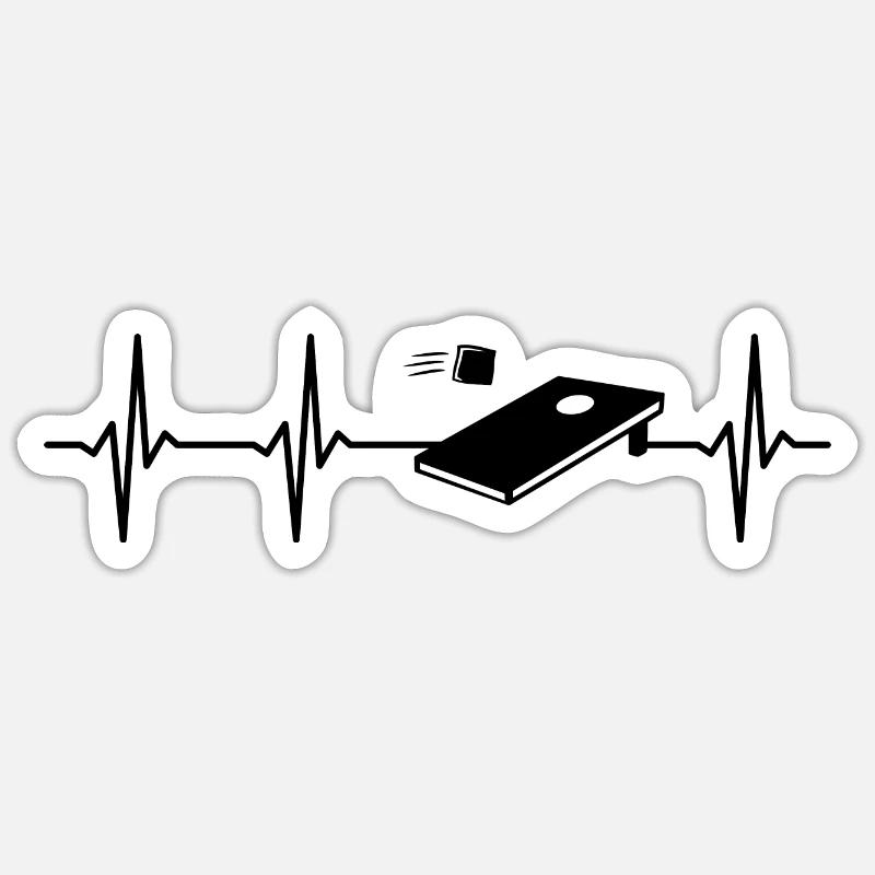 Rythme cardiaque de Cornhole - Sticker taille S (10 x 10 cm) - blanc mat
