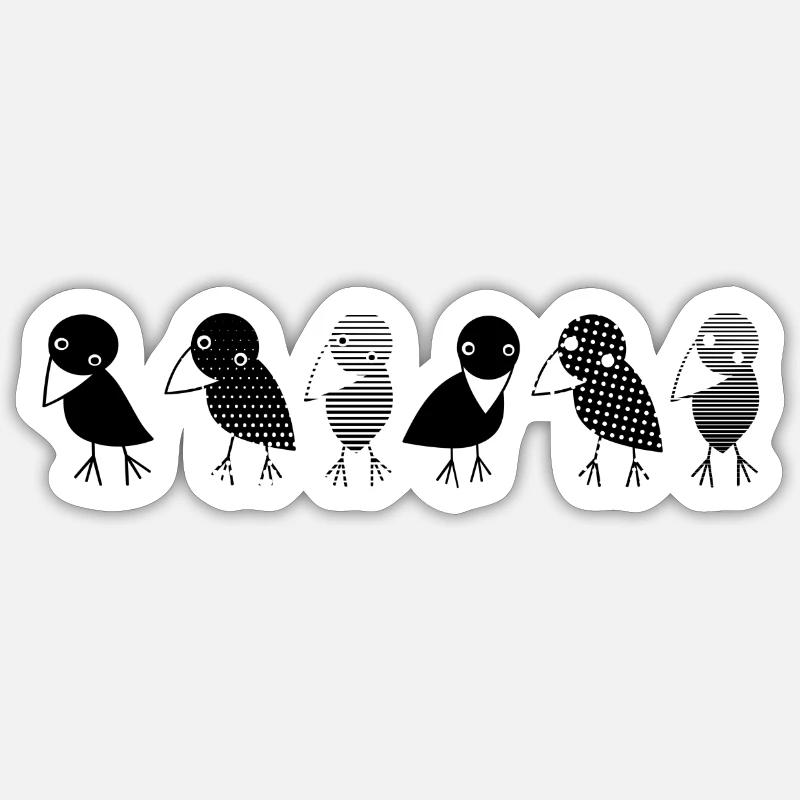 Crows at a glance. Cosy crows on a row Sticker size S (10 x 10 cm)