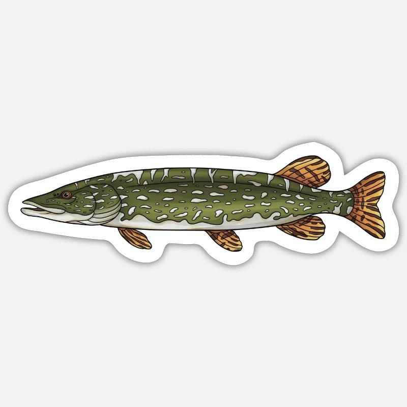 Conception de la pêche aux poissons prédateurs brochets - Sticker taille S (10 x 10 cm) - blanc mat