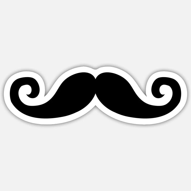 Moustache - Sticker taille S (10 x 10 cm) - blanc mat