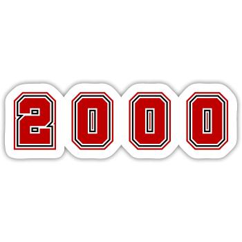 2000 year number - Sticker size S (10 x 10 cm) - white matte - Front