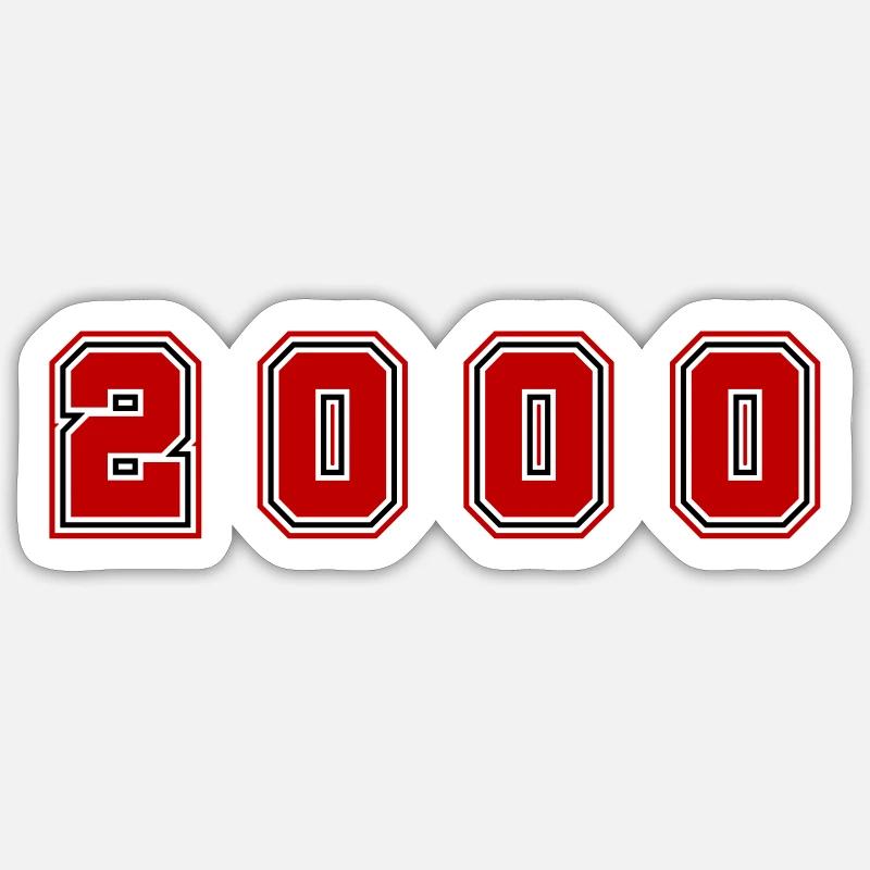2000 year number - Sticker size S (10 x 10 cm) - white matte