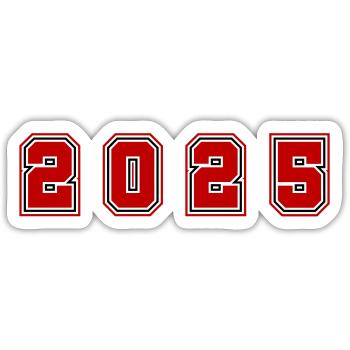 2025 Jahr Zahl - Sticker Größe S (10 x 10 cm) - Mattweiß - Vorne