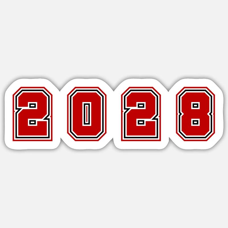 Numéro de l’année 2028 - Sticker taille S (10 x 10 cm) - blanc mat