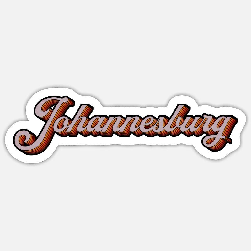 Johannesburg Retro Script - Sticker size S (10 x 10 cm) - white matte