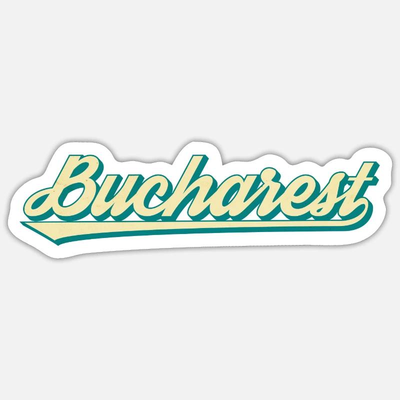 Bucharest Retro Script - Sticker size S (10 x 10 cm) - white matte
