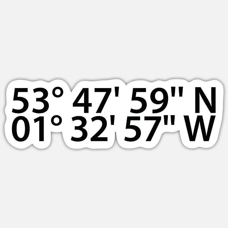 Leeds coordinates - Sticker size S (10 x 10 cm) - white matte