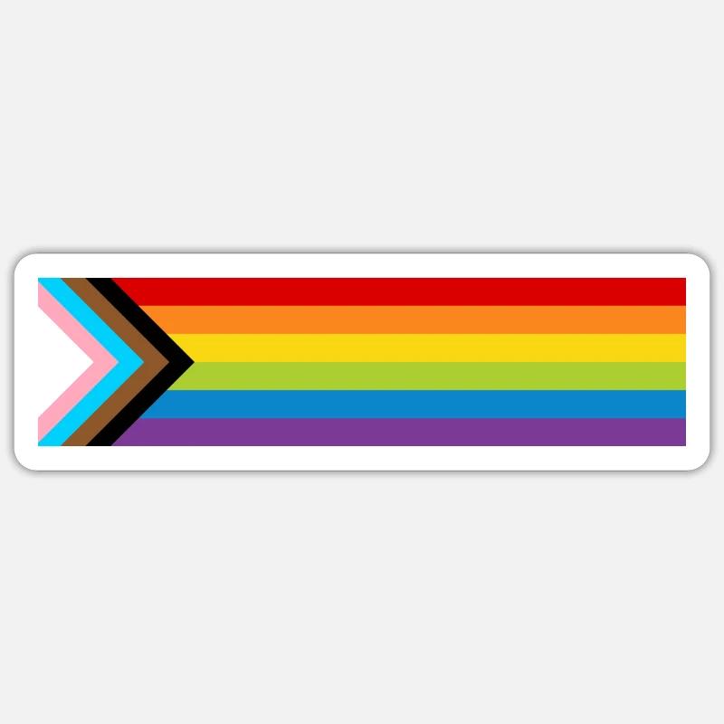 Drapeau de la fierté LGBTQ + Nouveau drapeau de progrès arc-en-ciel Sticker taille S (10 x 10 cm)