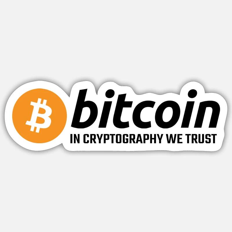 Bitcoin in Kryptographie, der wir vertrauen - Sticker Größe S (10 x 10 cm) - Mattweiß