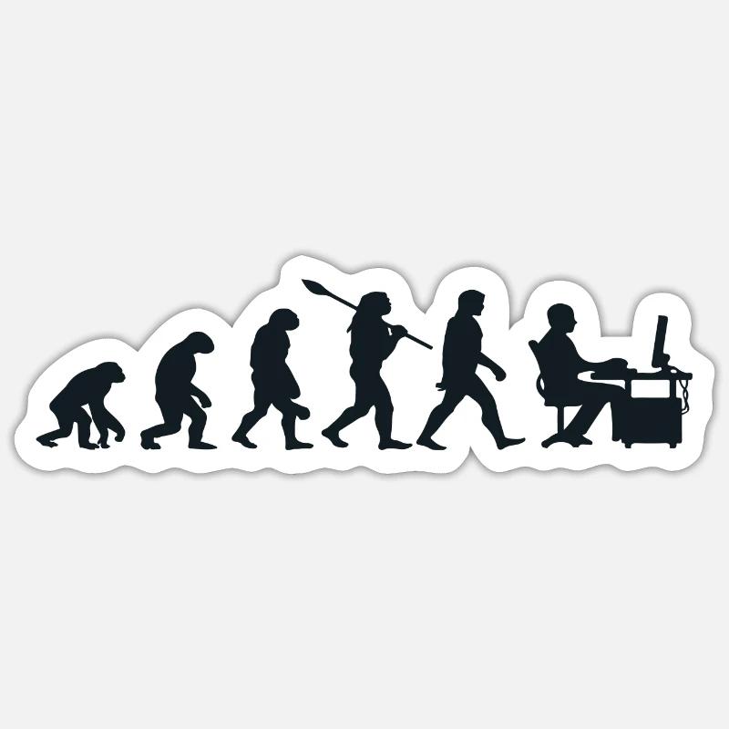 Évolution Darwin pour les Geeks 💻 - Sticker taille S (10 x 10 cm) - blanc mat
