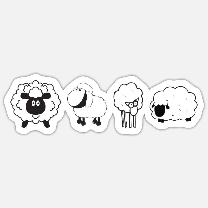 Fun sheep group - Sticker size S (10 x 10 cm) - white matte