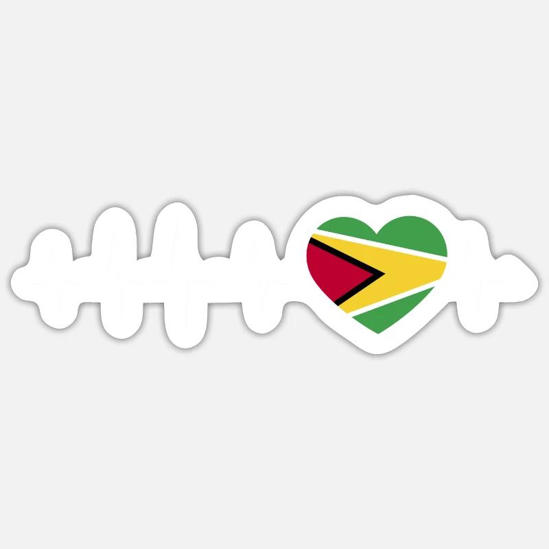 Guyana Flag Guyanais Guyanais - Sticker taille S (10 x 10 cm) - blanc mat