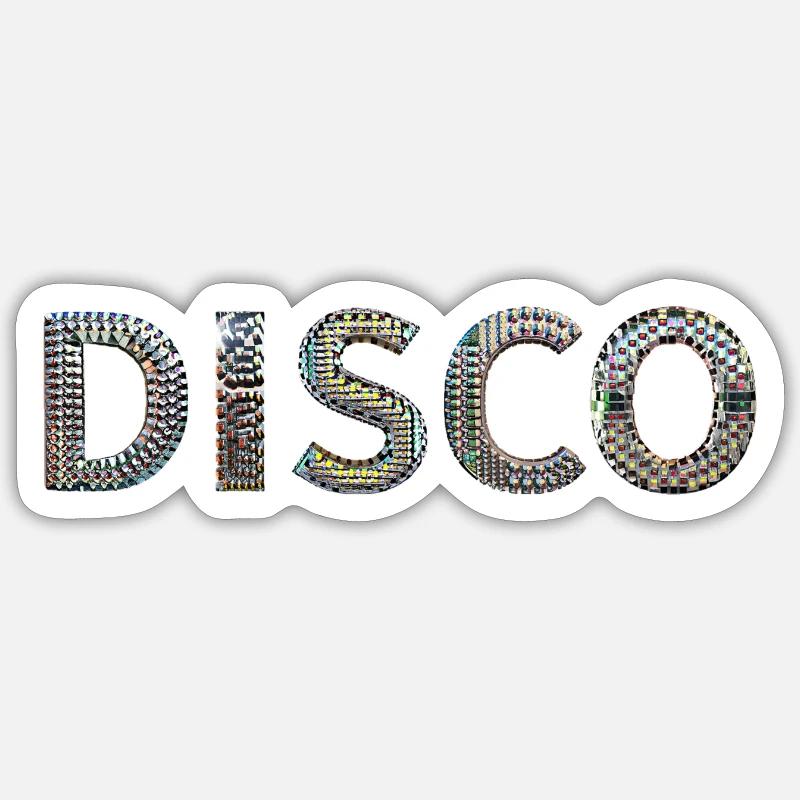 DISCO lettrage boule disco look danse devisefun Sticker taille S (10 x 10 cm)