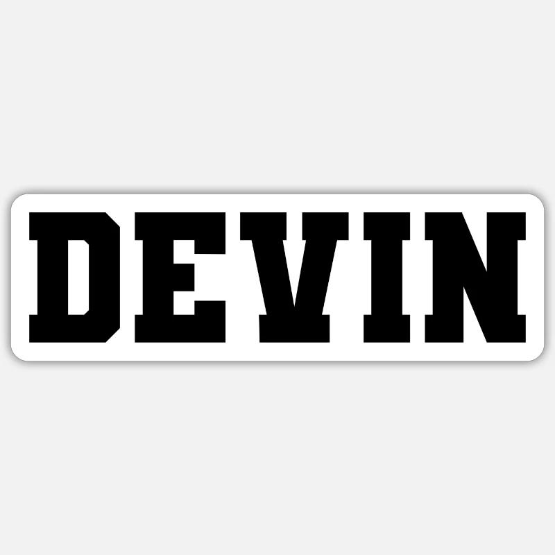 Nom - Devin - Sticker taille S (10 x 10 cm) - blanc mat
