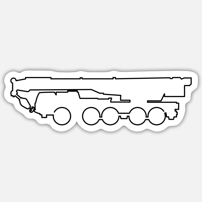 Mobile Crane Retracted Side View Line Style Sticker size S (10 x 10 cm)