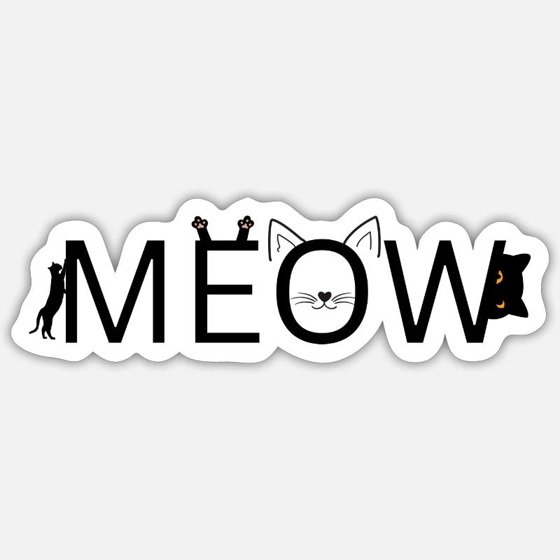 Tenue de chat Miaou - Sticker taille S (10 x 10 cm) - blanc mat
