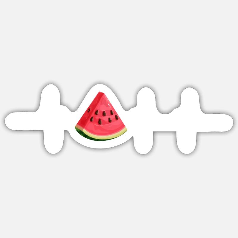 Battement de cœur pastèque - Sticker taille S (10 x 10 cm) - blanc mat