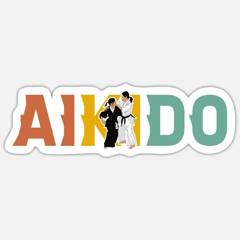 Aïkido - Sticker taille S (10 x 10 cm) - blanc mat