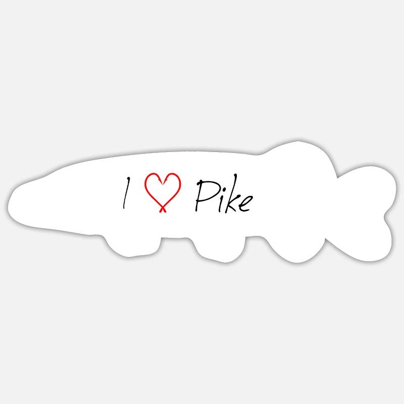 I Love Pike blanc - Sticker taille S (10 x 10 cm) - blanc mat