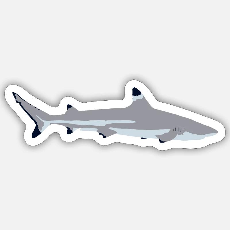 Requin à pointe noire - Sticker taille S (10 x 10 cm) - blanc mat