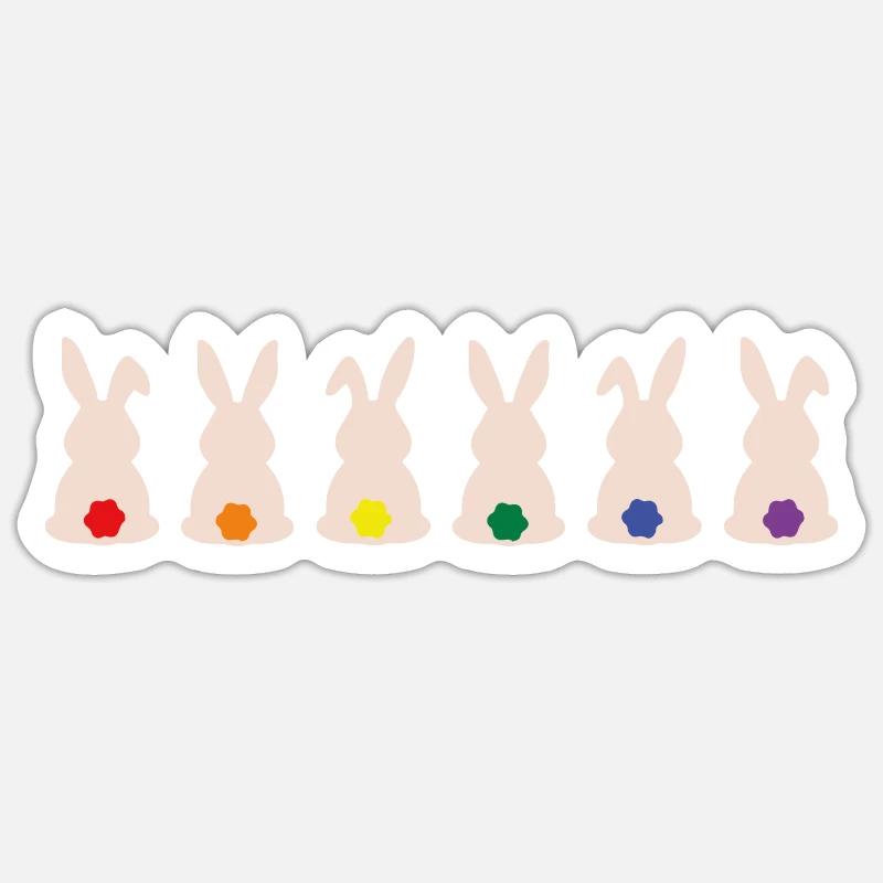 Regenbogen-Häschen - Sticker Größe S (10 x 10 cm) - Mattweiß