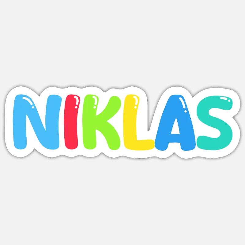 Nom - Niklas - Sticker taille S (10 x 10 cm) - blanc mat