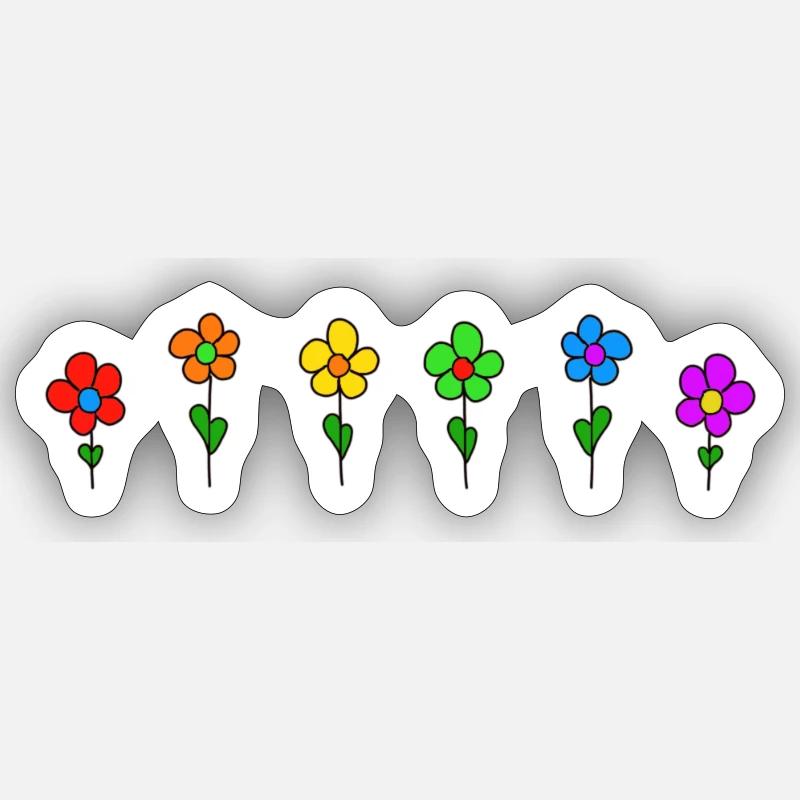 Regenbogen-Blumen - Sticker Größe S (10 x 10 cm) - Mattweiß