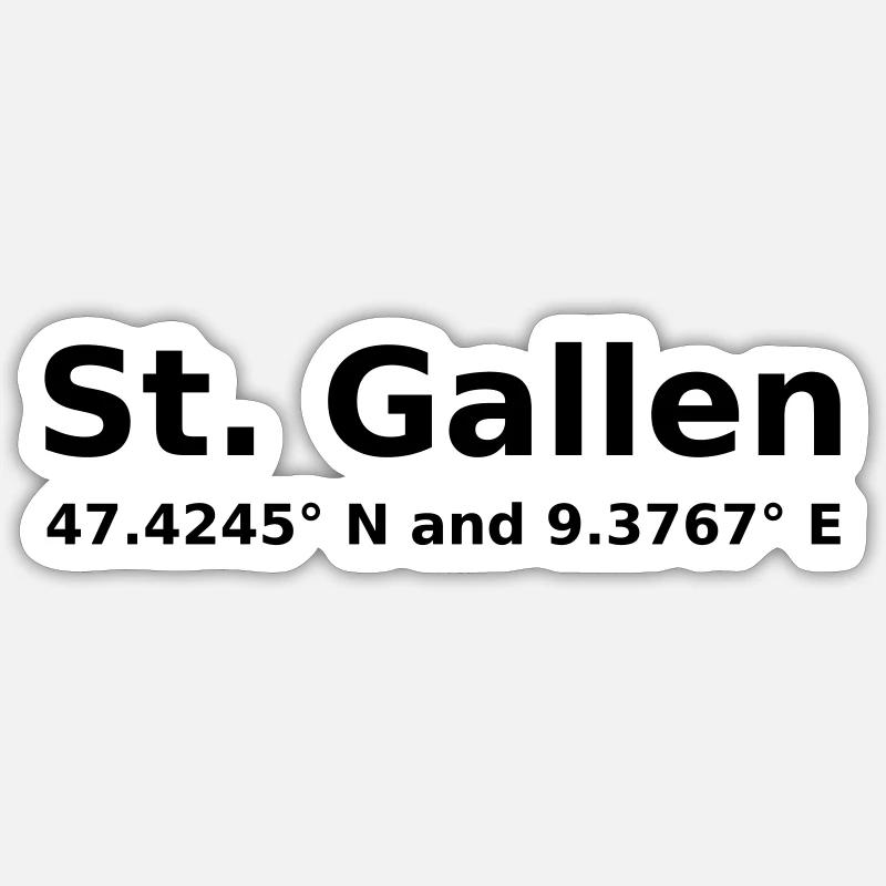 St. Gallen - with geo coordinates horizontal Sticker size S (10 x 10 cm)