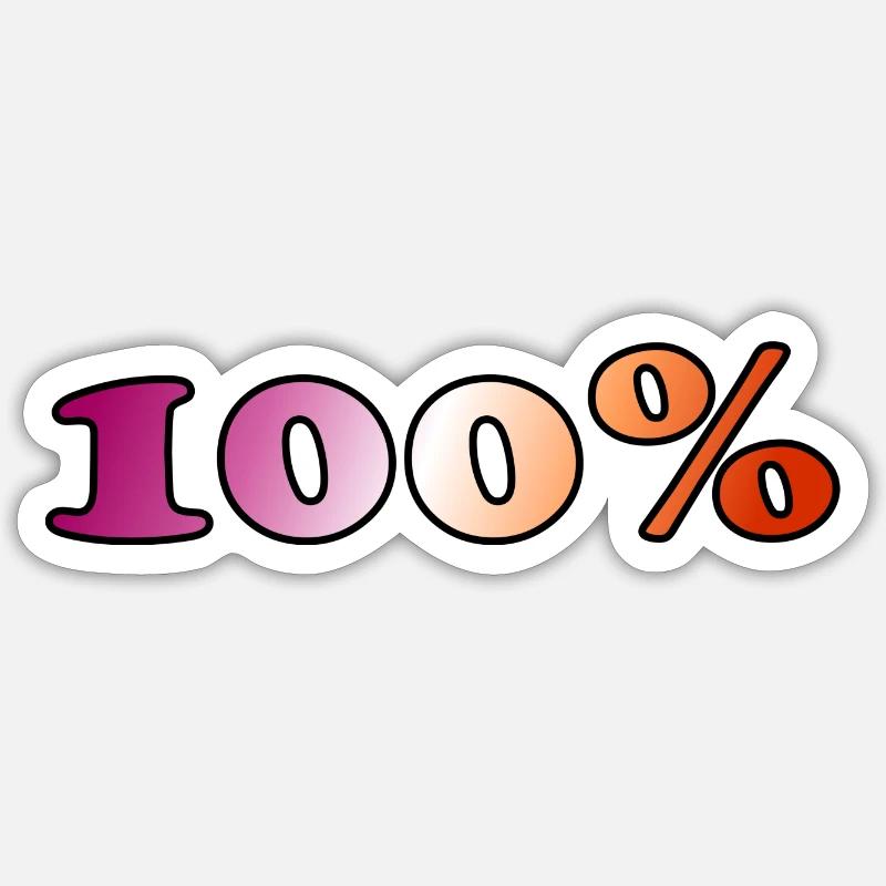 100 % lesbienne - Sticker taille S (10 x 10 cm) - blanc mat