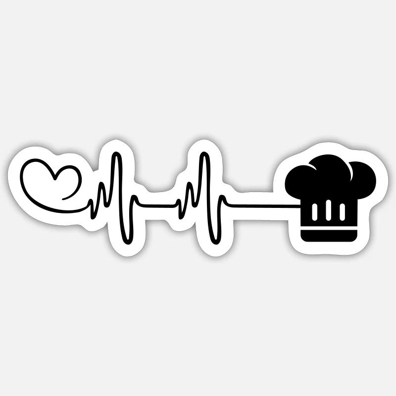 Toque de chef Pulse Heartbeat - Sticker taille S (10 x 10 cm) - blanc mat