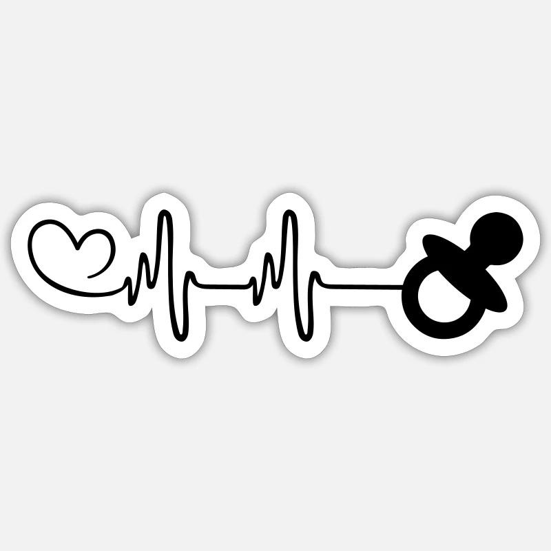 Schnuller Icon Puls Herzschlag - Sticker Größe S (10 x 10 cm) - Mattweiß