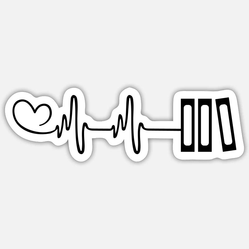Books Pulse Heart - Sticker size S (10 x 10 cm) - white matte