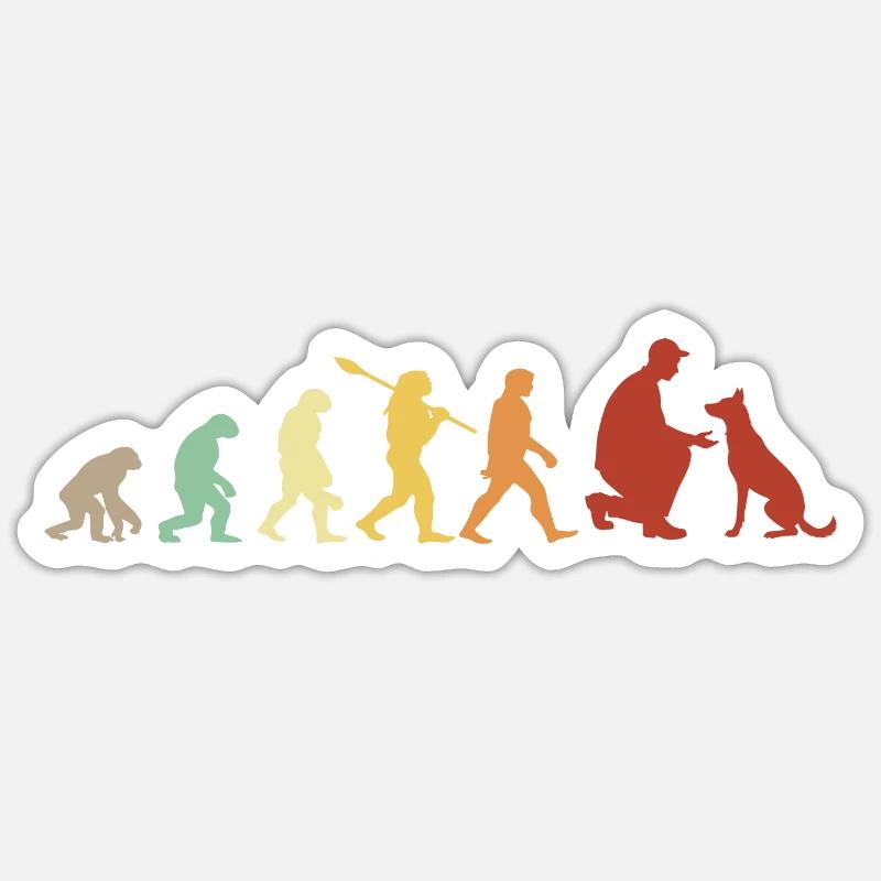 Evolution Lustiger Belgischer Malinois-Schäferhund - Sticker Größe S (10 x 10 cm) - Mattweiß