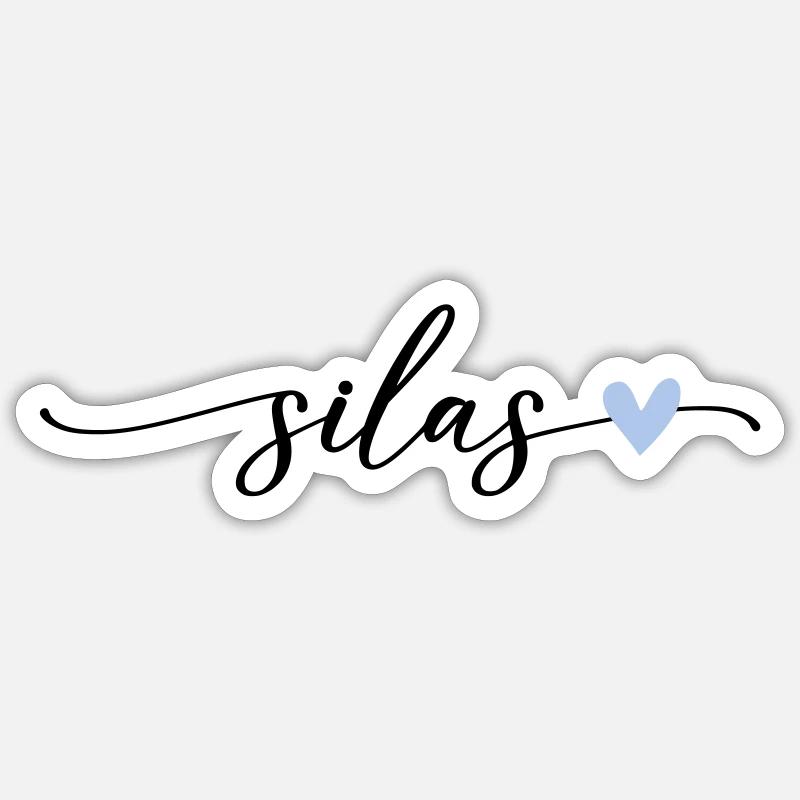 Silas Name Calligraphy Font - Sticker size S (10 x 10 cm) - white matte