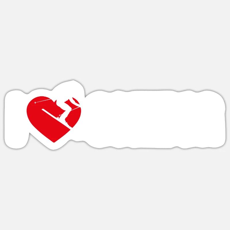 J’adore le ski - Sticker taille S (10 x 10 cm) - blanc mat