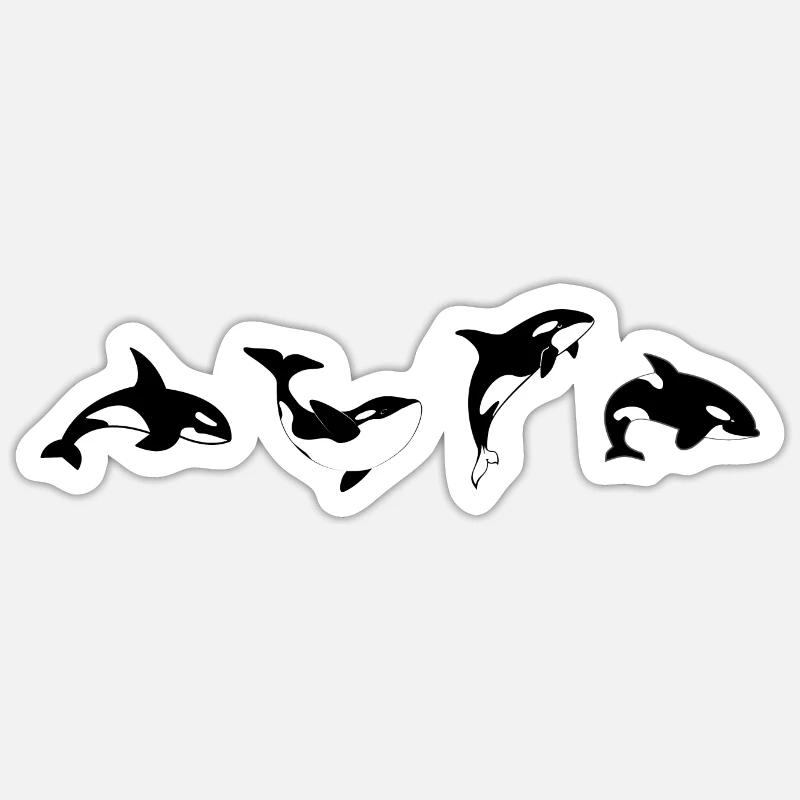 Orca Positions - Geschenkidee - Sticker Größe S (10 x 10 cm) - Mattweiß