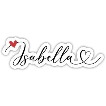 Isabella Last name First name Calligraphy heart - Sticker size S (10 x 10 cm) - white matte - Front