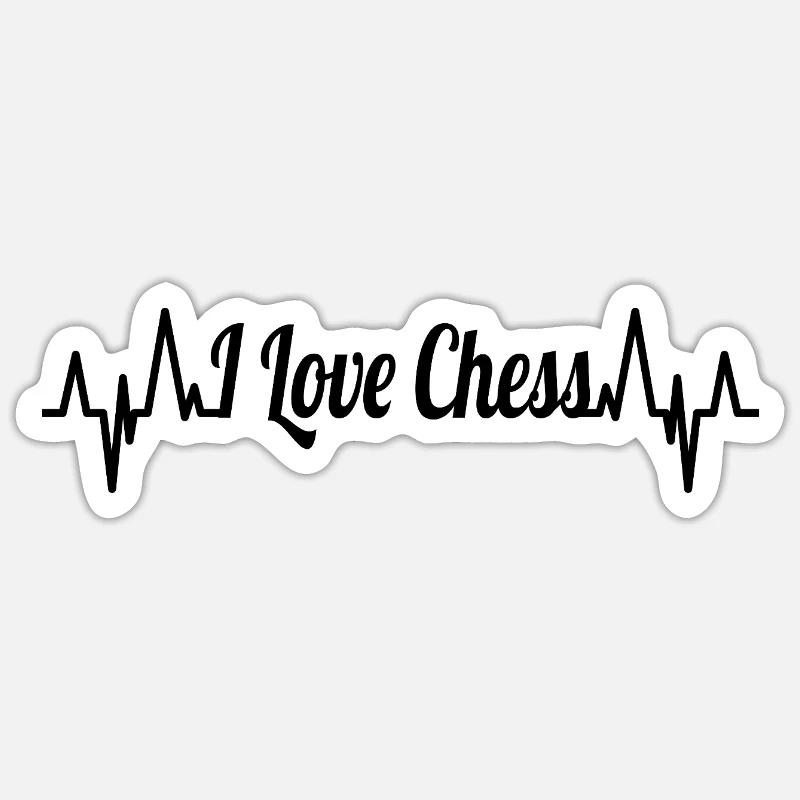 Amour du joueur d’échecs - Sticker taille S (10 x 10 cm) - blanc mat