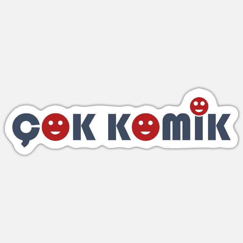 Cok Bande Dessinée 3xSmiley Gris Rouge - Sticker taille S (10 x 10 cm) - blanc mat