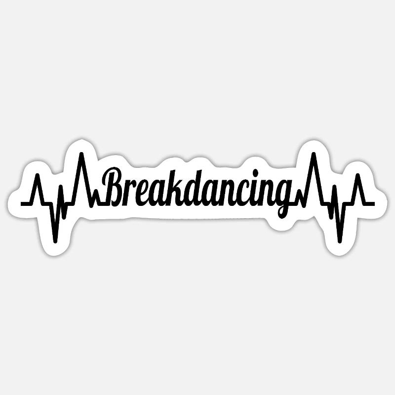 Breakdance ECG Heartline - Sticker taille S (10 x 10 cm) - blanc mat