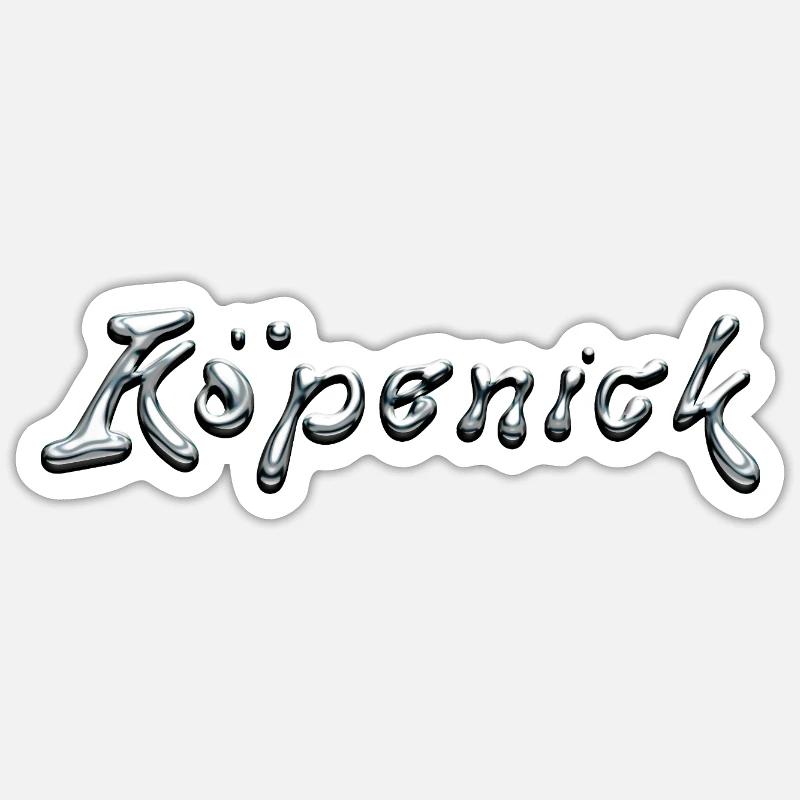 Köpenick Liquid Chrome Typography - Sticker Größe S (10 x 10 cm) - Mattweiß