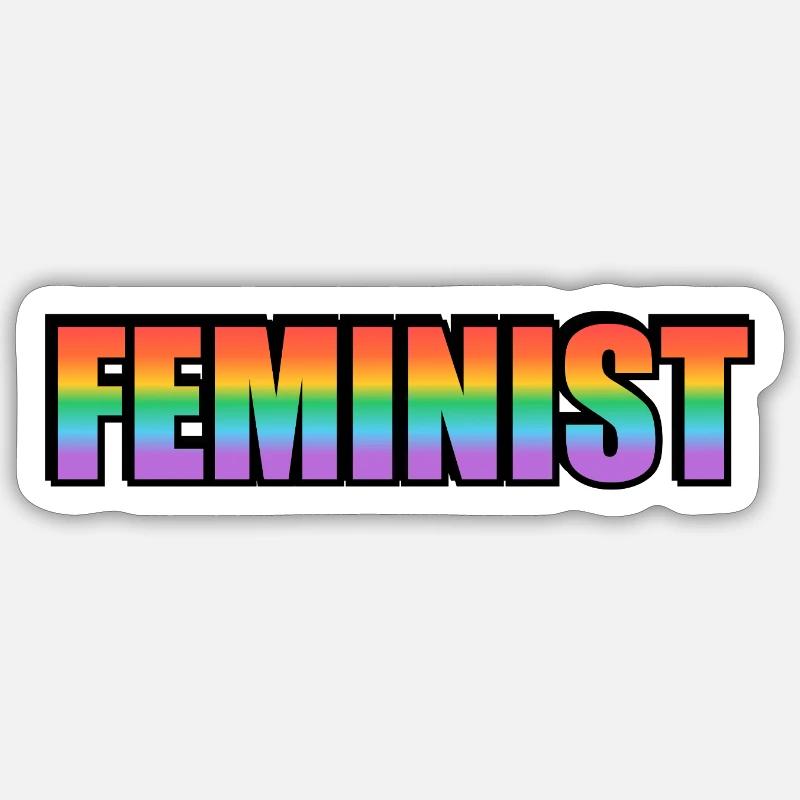 Conception typographique arc-en-ciel féministe vibrante Sticker taille S (10 x 10 cm)